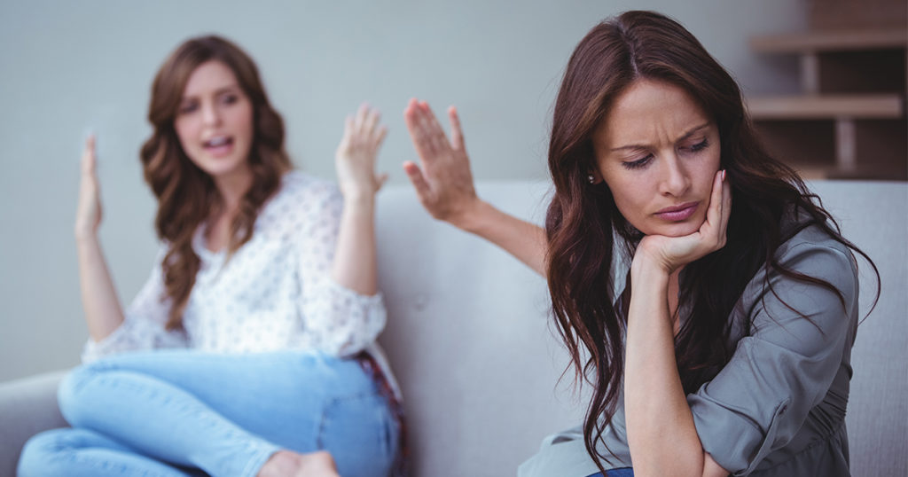Image of two women arguing - Anxiety change #2 Hanging out with toxic people.