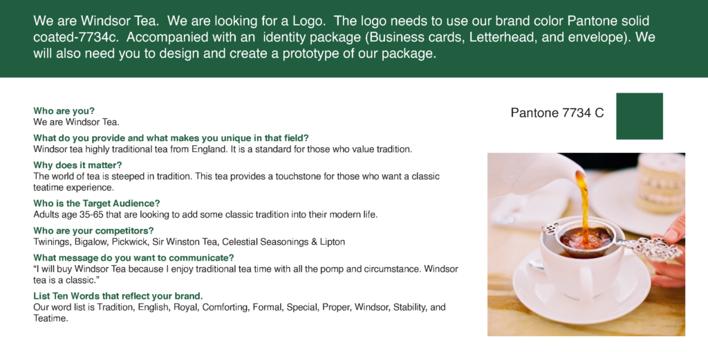 fictional brand design creative brief
